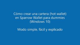 04. Cómo crear una cartera hot wallet en Sparrow Wallet para dummies (Windows 10)